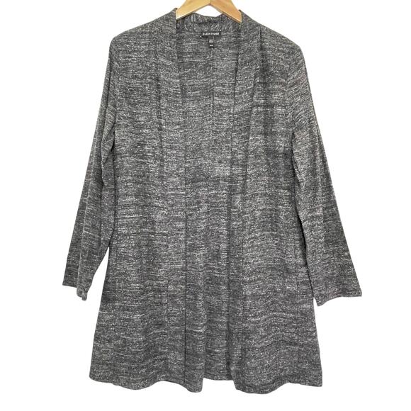 EILEEN FISHER Women’s Silk Blend Gray Open Front Longline Cardigan